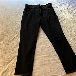 Abercrombie & Fitch - The 90s straight ultra high-rise distressed black jeans
